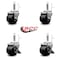 Service Caster Low Profile Polyolefin 2'' Wheel 1/2'' Threaded Stem Caster Set with 2 Brakes, 4PK SCC-TS04S211316-POS-121315-2-SLB-2 - alternate 2